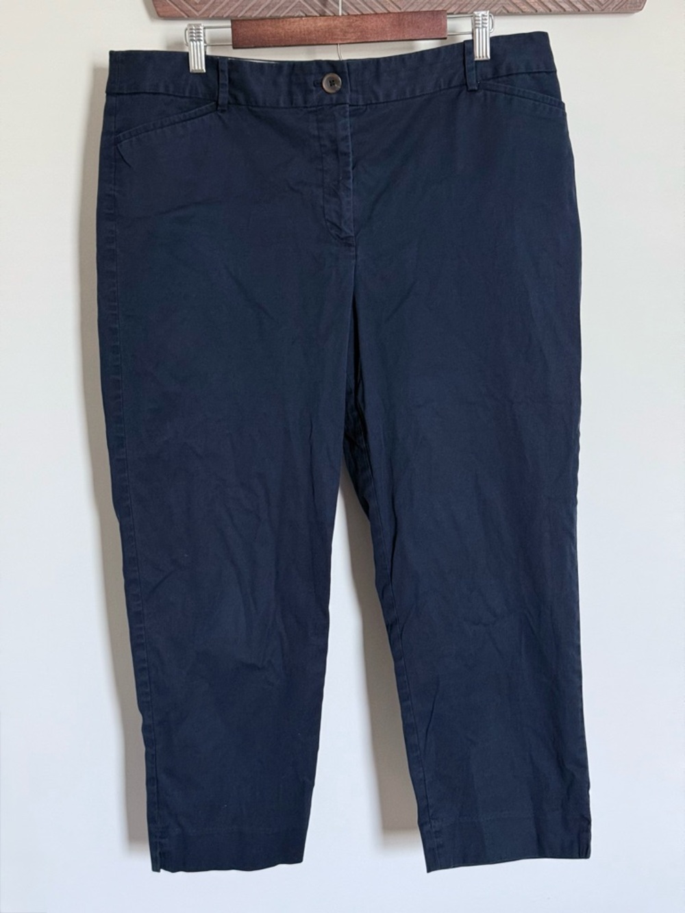 Talbots Navy Blue The Perfect Crop Pants High Rise Straight Leg Ankle Size 16 - Picture 2 of 11